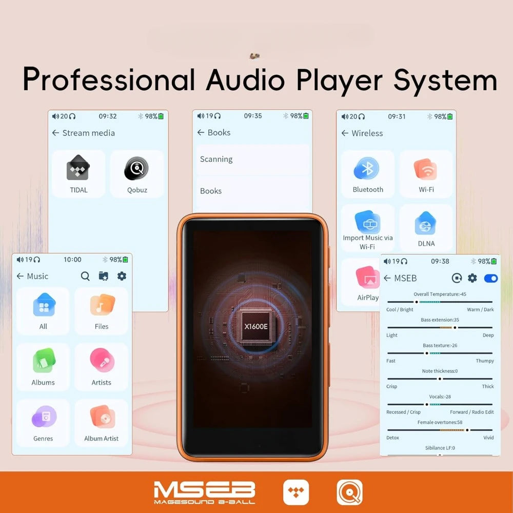 HiFi MP3 Player w/ Bluetooth 5.1, Hi-Res Audio, DSD 256, Tidal/Qobuz, MSEB Tuning, 3" Touchscreen, 2TB Expanded Memory - TrendForce25