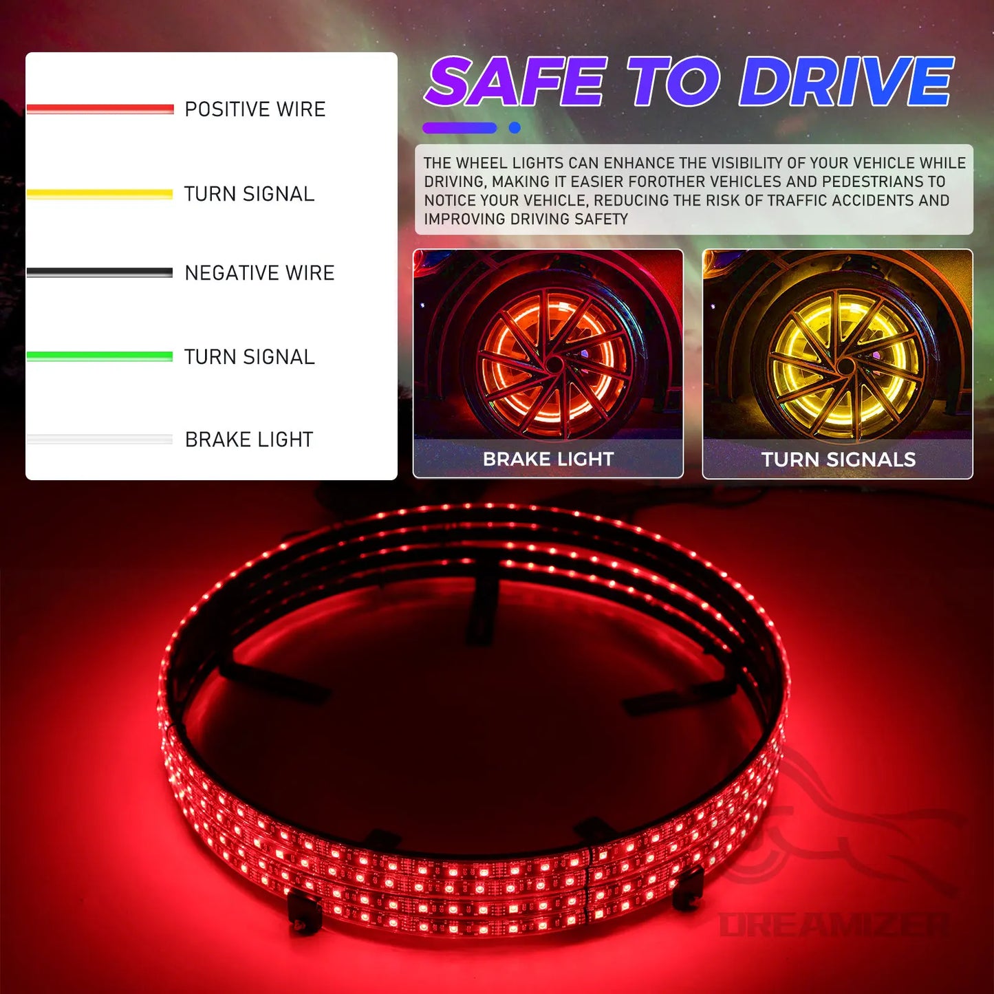 4Pcs Car Hub Light For 15.5 in Wheel Decorative Waterproof LED APP/Remote Wheel Ring Conversions Phantom Light Neon Lamp - TrendForce25