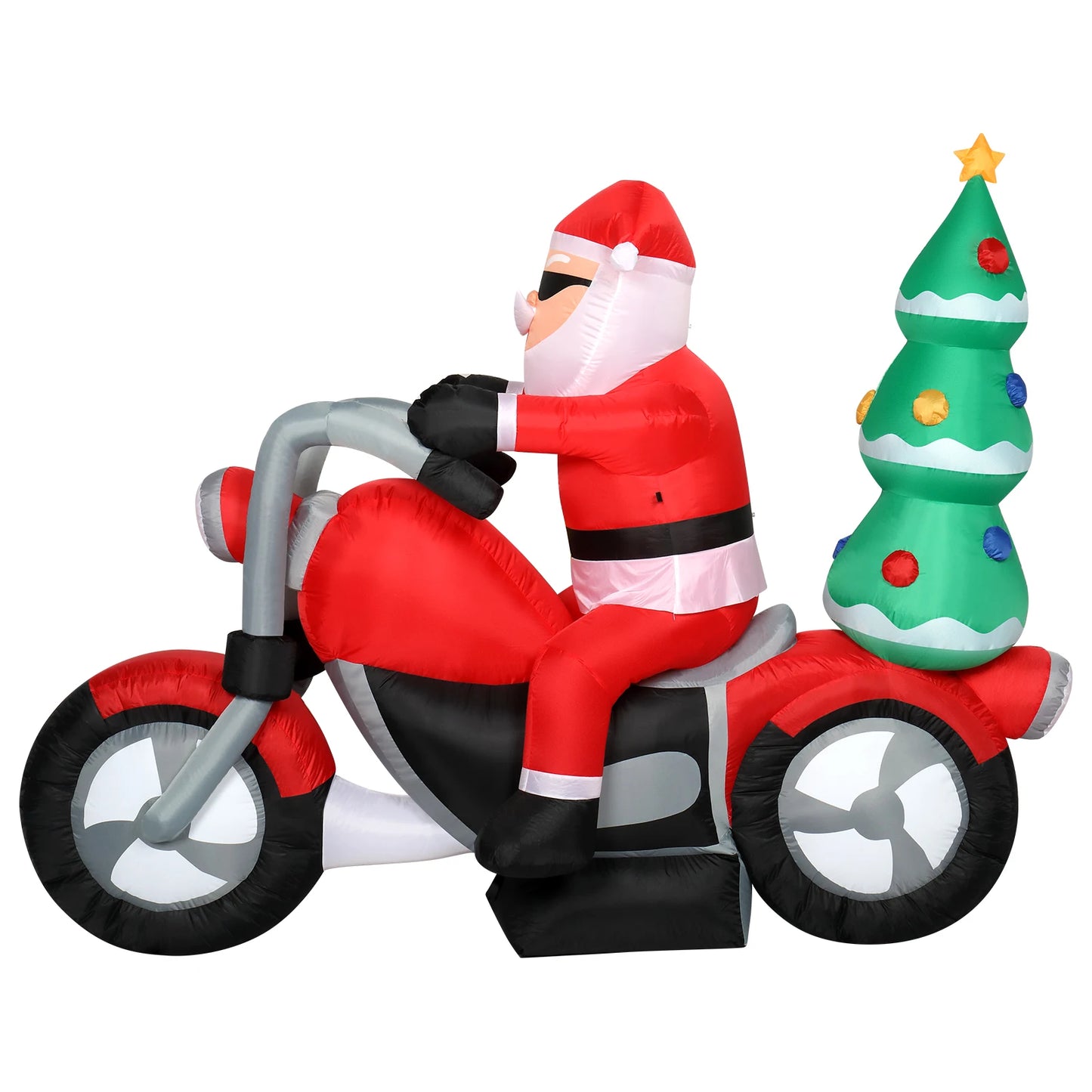 6ft Santa Riding Motorcycle 7 LED Lights Garden Santa Decoration 18W Christmas Garden Atmosphere Inflatable Air Model Decoration