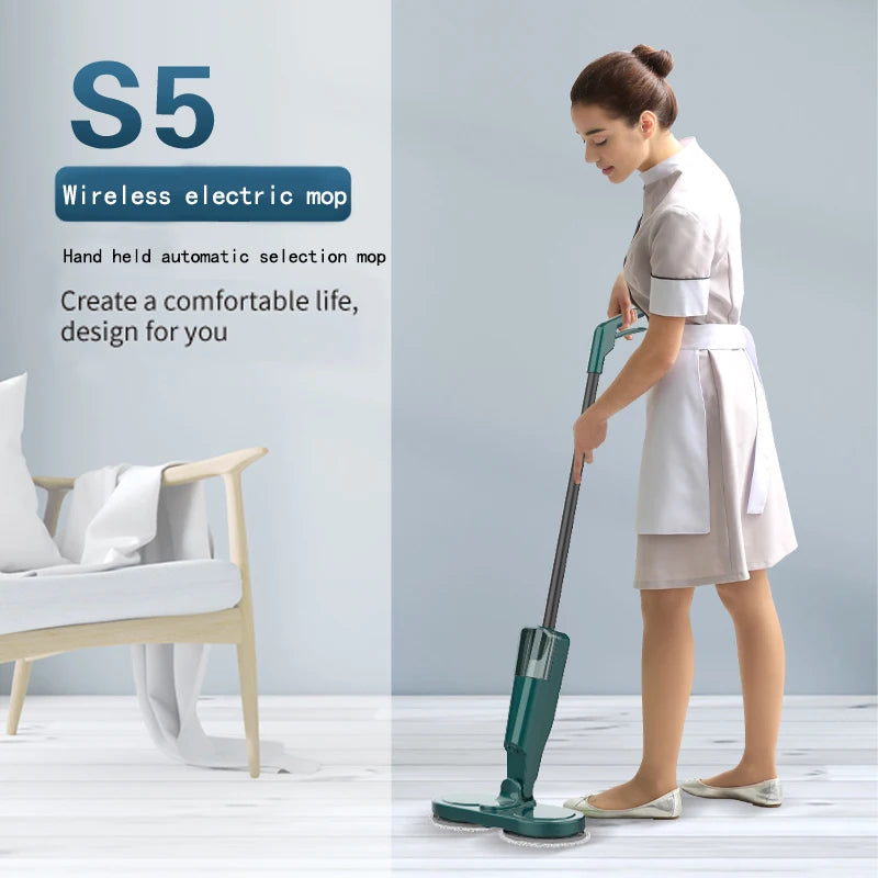 Electric Water Mop Cleaner Machine 360° Rotatable Spin Cleaning Mop Squeeze Wet and Dry Use Hand Push Household Floor Cleaning