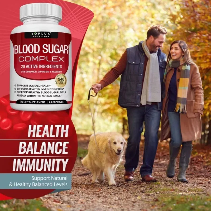Vitamin C, Vitamin E Supplement, Blood Sugar Complex, Supports Heart Health, Overall Health and Immune System, 60 Capsules - TrendForce25