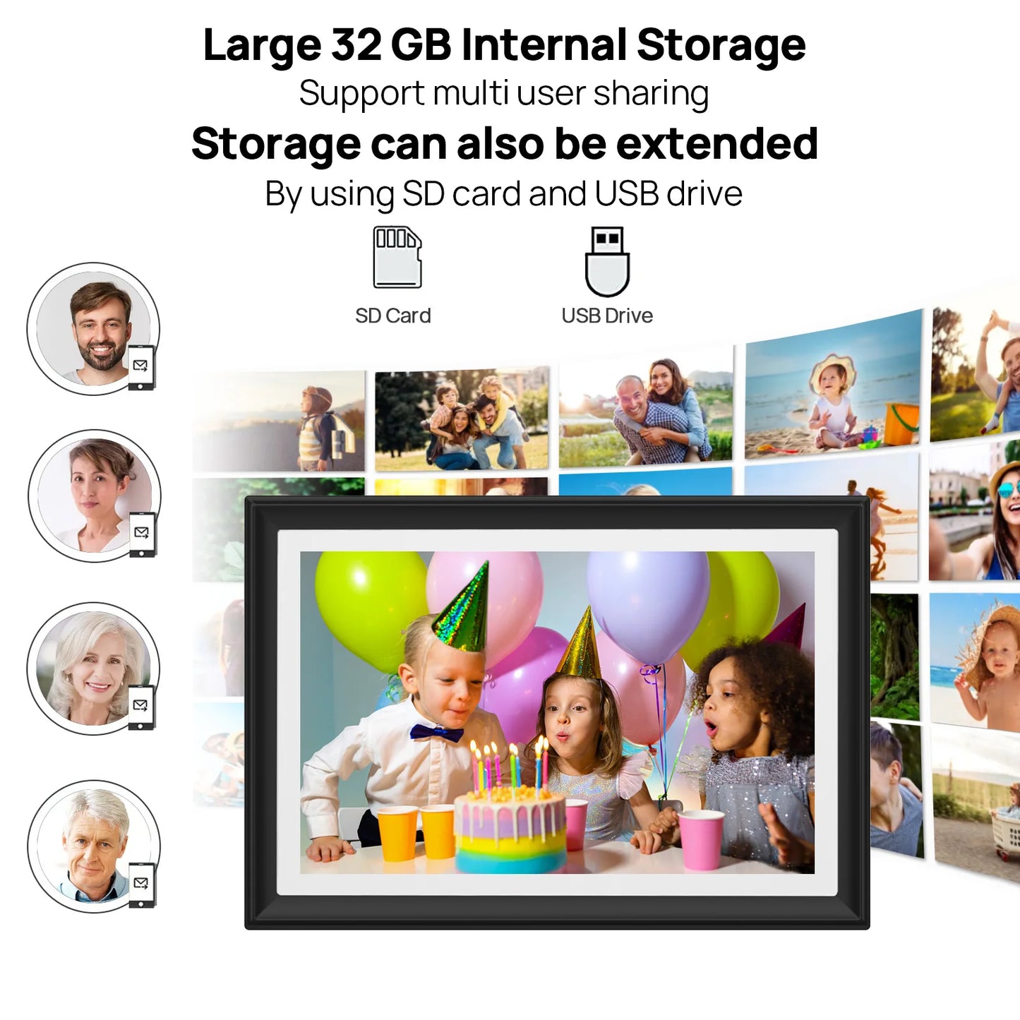32GB SSA 10.1 Inch Smart WiFi Digital Photo Frame 1280x800 IPS LCD Touch Screen,Best Christmas gift for friends and family - TrendForce25