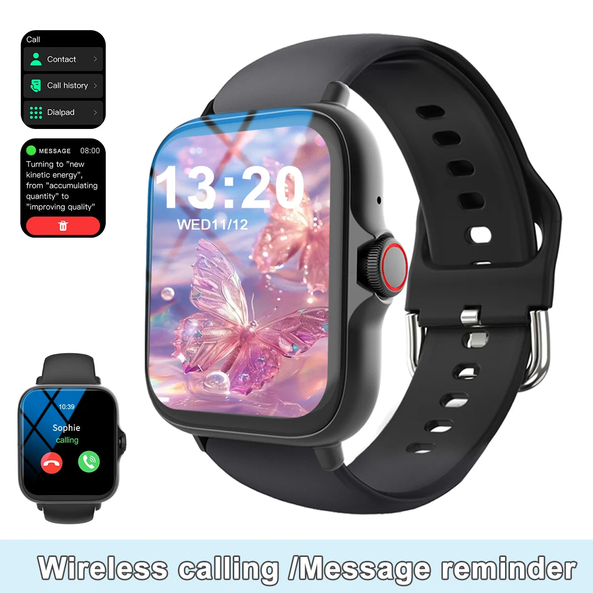 Smart watch with full touch screen, call, message reminder, music control and other functions, compatible with iPhone/android mo - TrendForce25