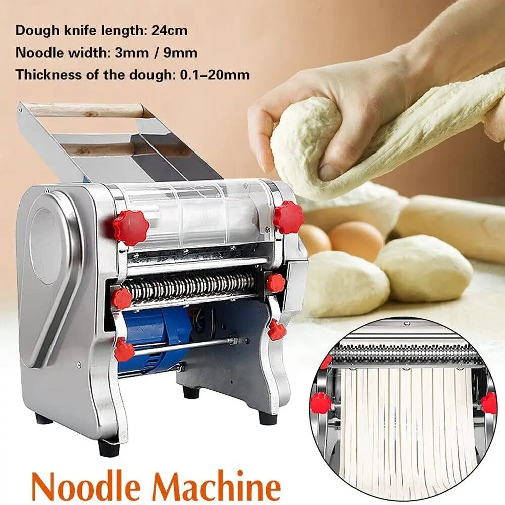 550W Electric Pasta Maker Noodle Machine Dumpling Skin Roller Steel Full Stainless Steel Dual Knife Noodle Maker For Commercial