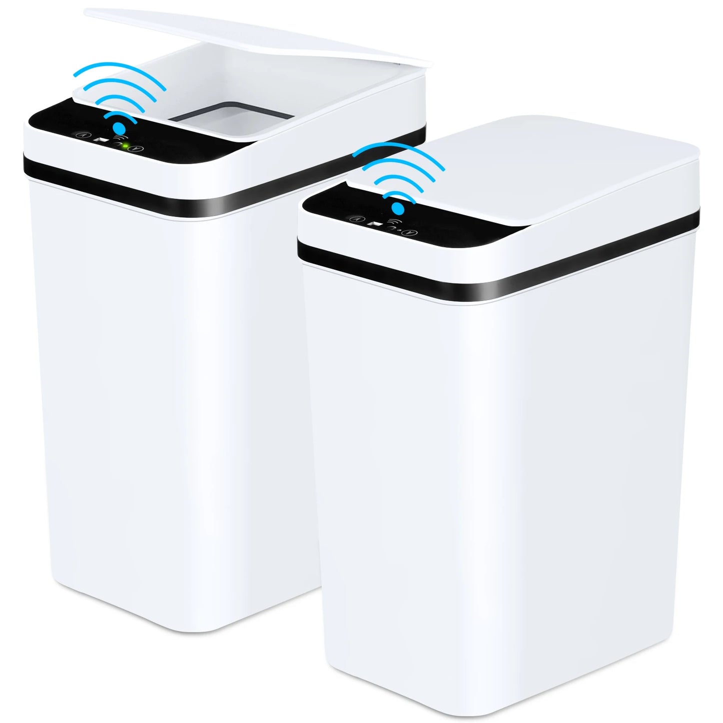 2 Pack 12L Bathroom Automatic Trash Cans Touchless Motion Sensor Slim with Lid for Bathroom Bedroom Living Room Office White - TrendForce25