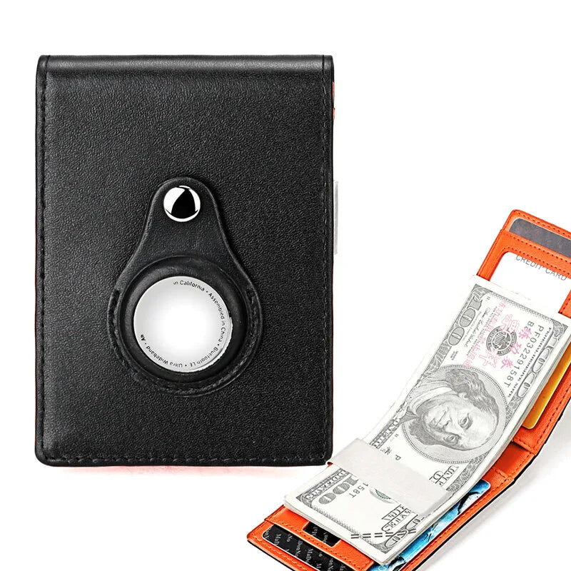 AirTag Wallet for Men with Money Clip Slim Genuine Leather RFID Blocking Card Holder Money Billfold Purse - TrendForce25