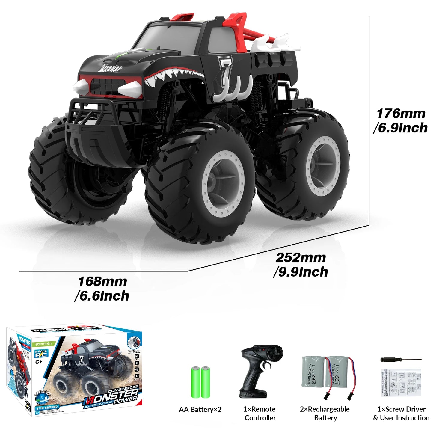 STEMTRON Amphibious Remote Control Car Toys for Boys 2.4 GHz 1:16 All Terrain Off-Road RC Car Waterproof RC Monster Truck