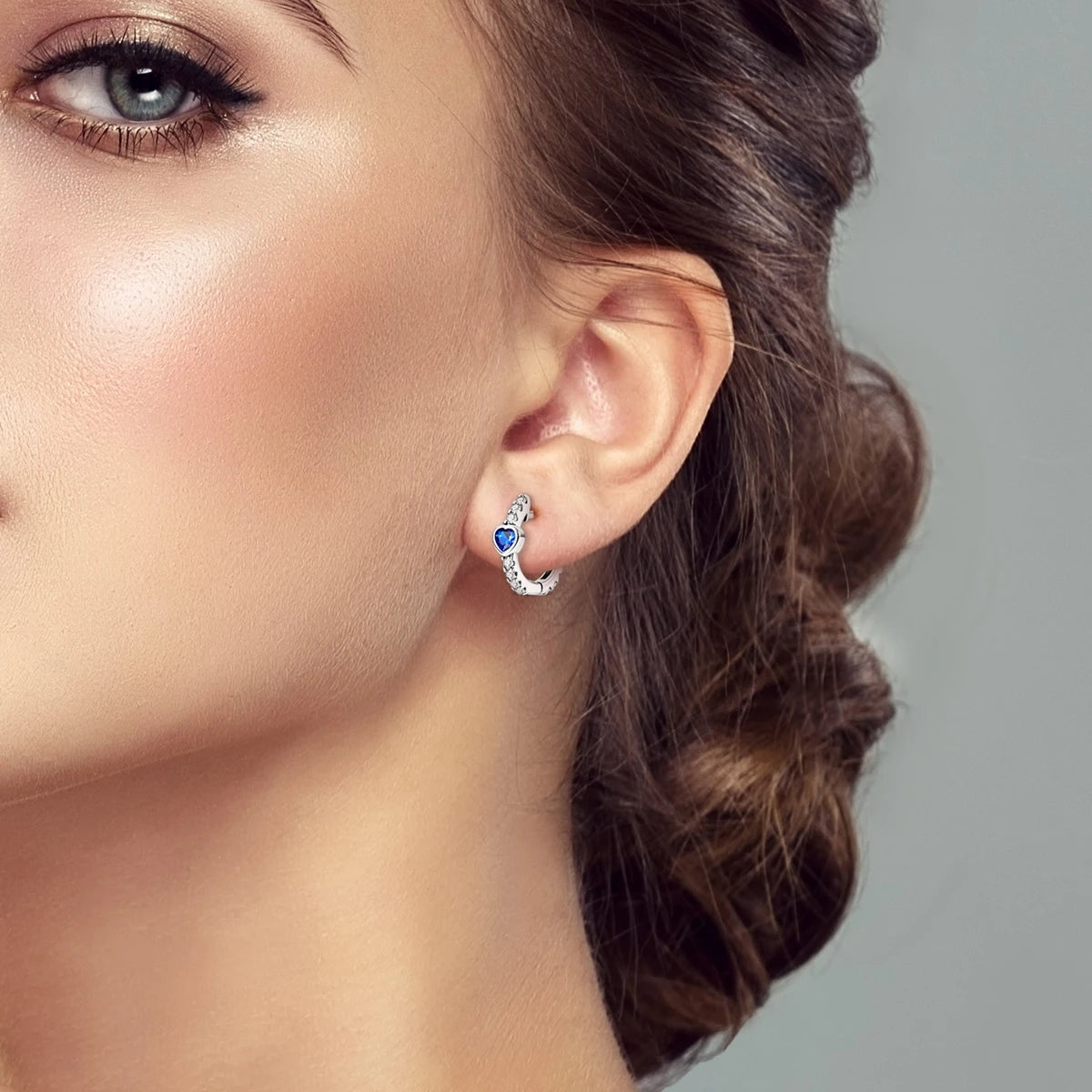 Orstarry 925 Sterling Silver Blue heart-shaped Earrings Jewelry Hoop Earrings For Women Jewelry Birthday Party Trendy Gifts - TrendForce25