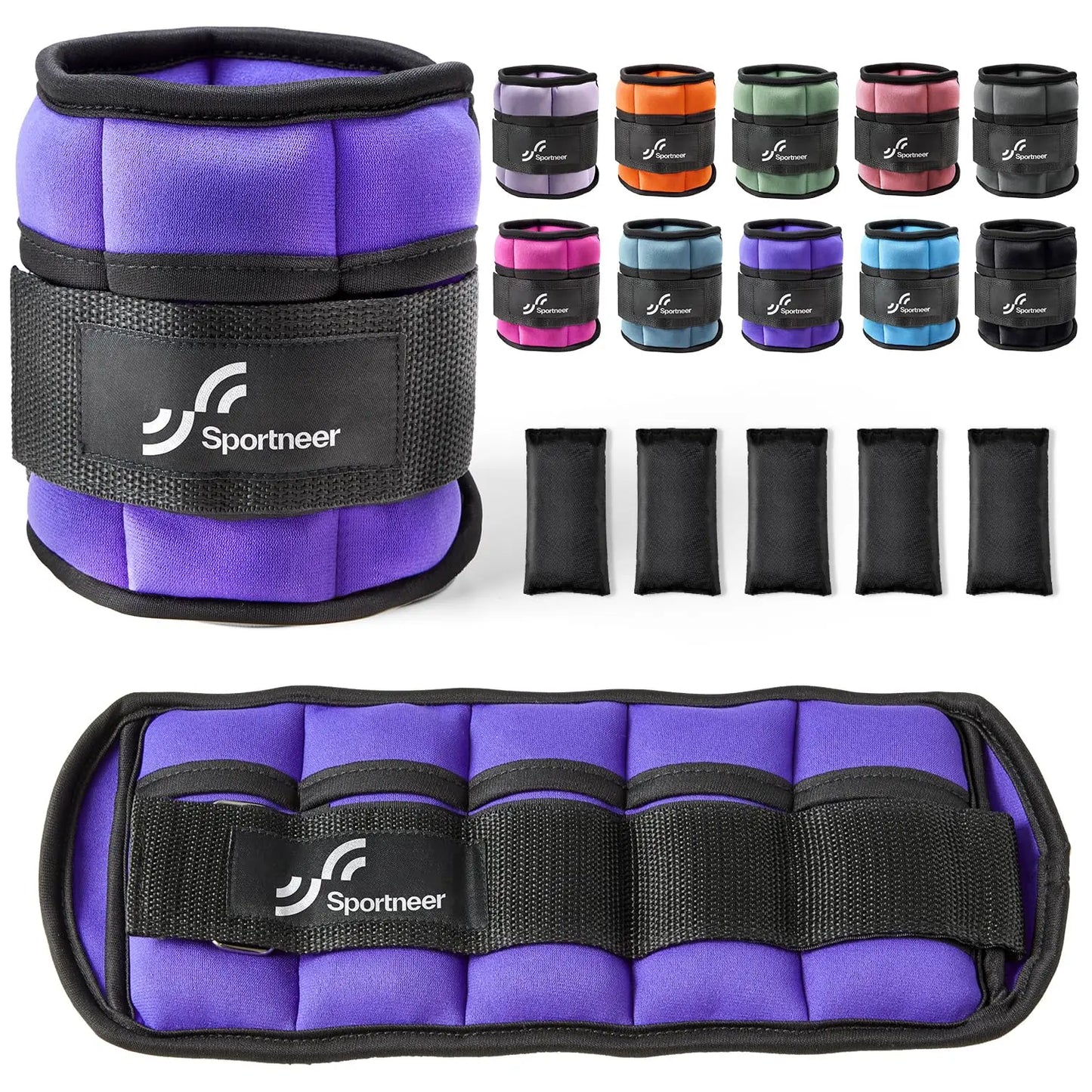 Sportneer Adjustable Ankle Weights 1Pair 10lb Leg Weight Straps for Women Men Weighted Ankle Weights Set for Gym Fitness Workout