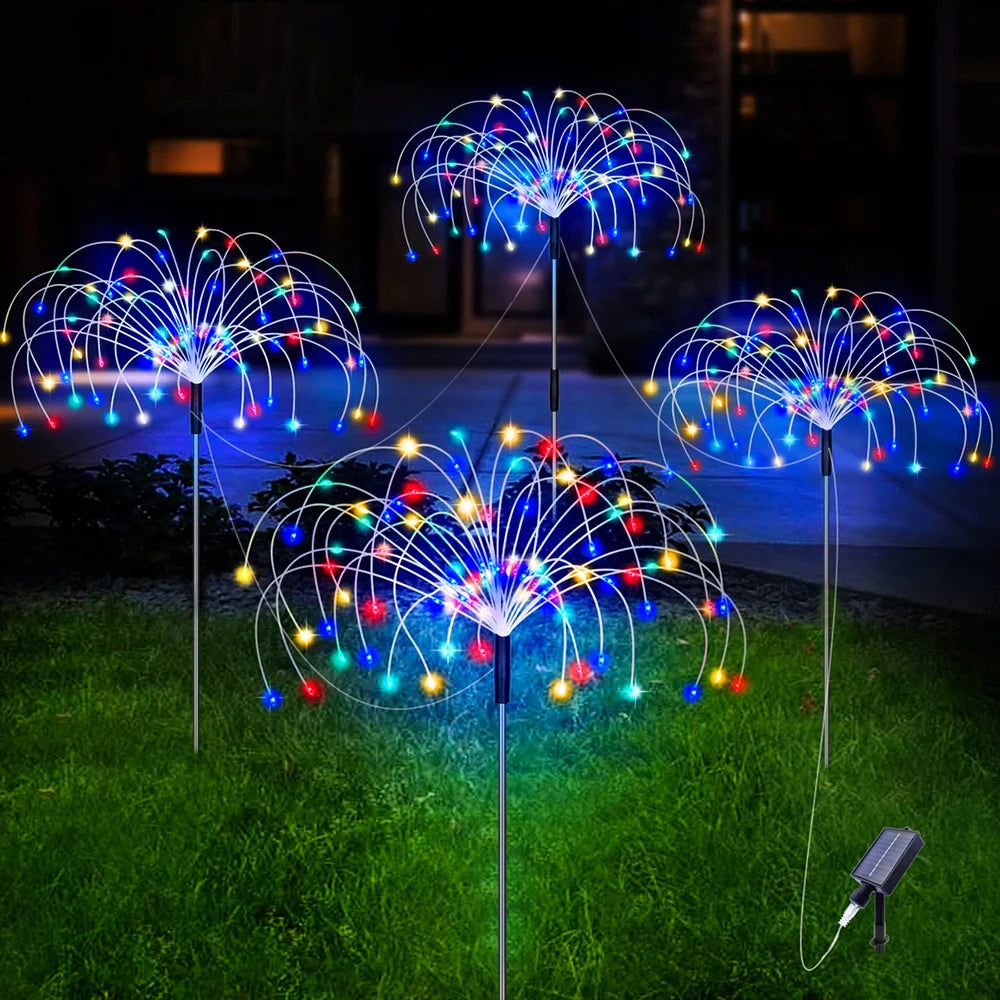 320/240LED Solar Fireworks Lights Bright 4 in1 Pack Lawn Lamp Outdoor Garden Decoration Starburst Lights 8 Mode Fairy Lights - TrendForce25