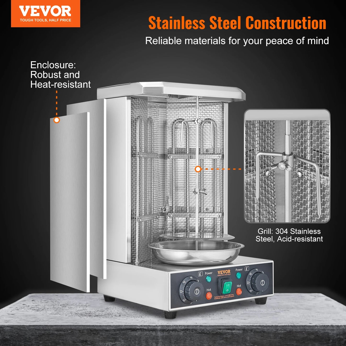 VEVOR Shawarma Grill Machine, 13lbs Chicken Shawarma Cooker Machine Electric Vertical Broiler Gyro Rotisserie Oven Doner Kebab - TrendForce25
