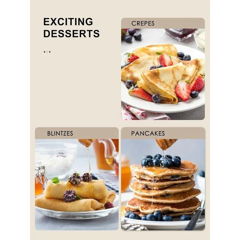 Crepe Maker Machine, Reemix Compact Pancake Griddle Precise Temperature Control, Nonstick 12” Electric Griddle