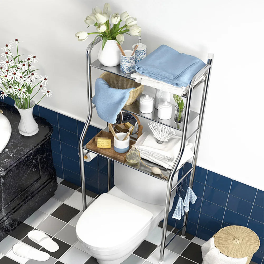 Over Toilet Storage Shelf,2/3-Tier Freestanding Over The Toilet Storage,Metal Bathroom Shelves with Paper Holder and Removable - TrendForce25