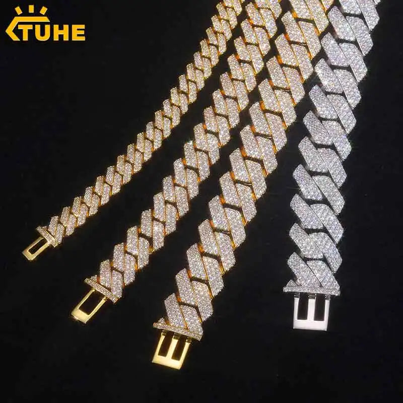 Hiphop/Rock Necklaces Full Miami Curb Link Necklace Men 9mm-14mm-20mm-25mm Bracelet For Men Jewelry High Quality - TrendForce25