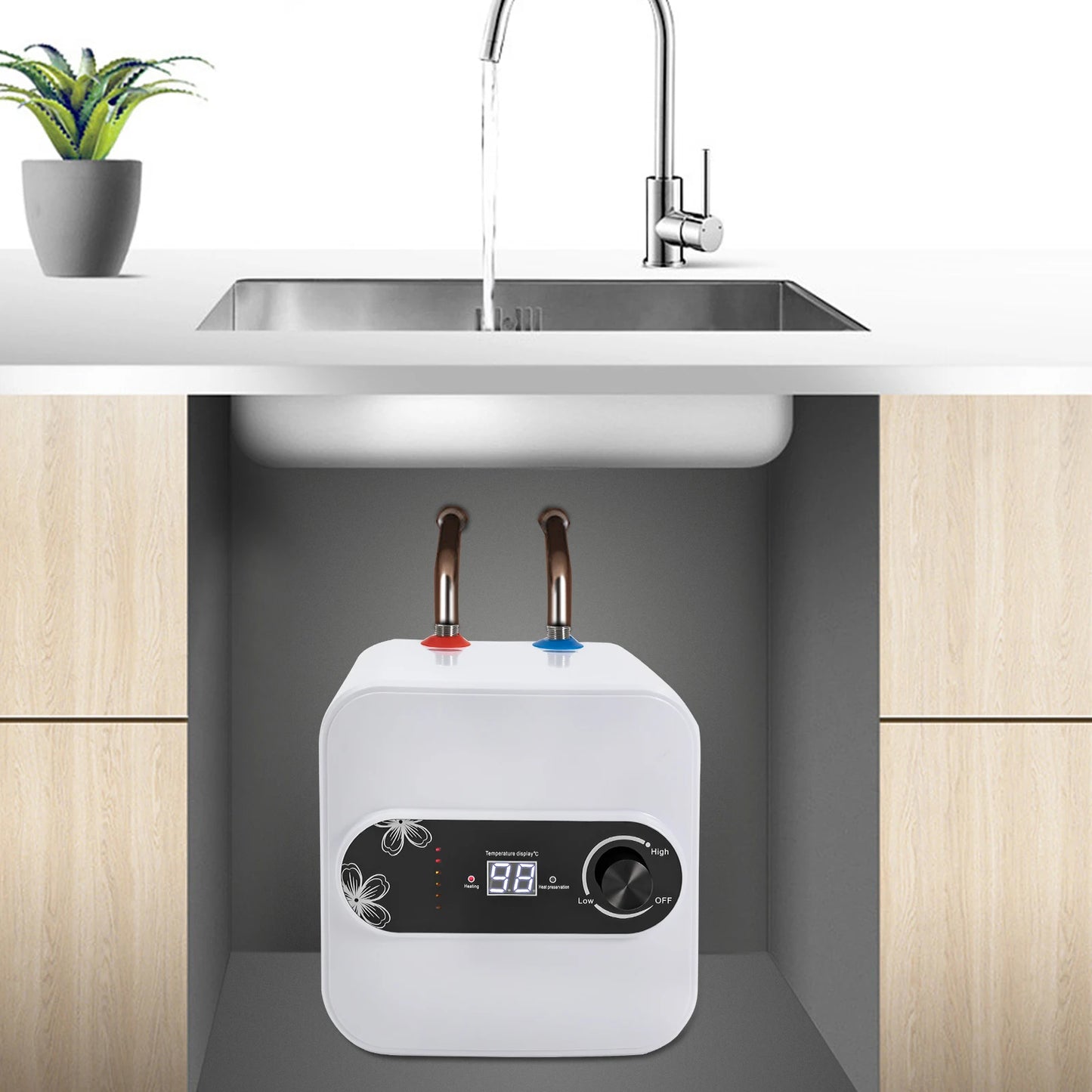 110V 2.1 Gallons 1.5KW Instant Point of Use Hot Water Heater Electric Water Heater for Rv Trailer Bathroom Kitchen Under Sink