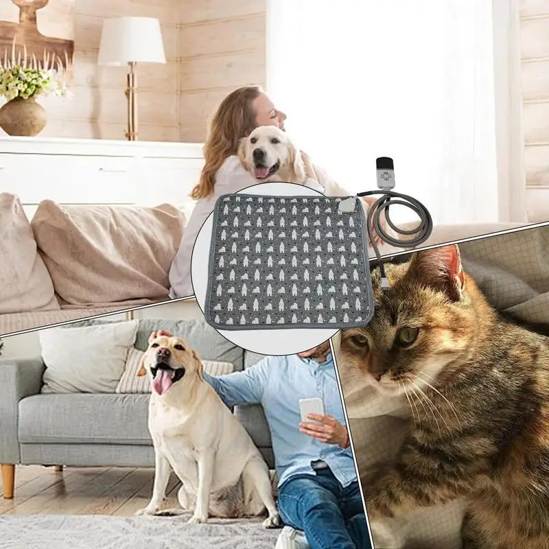 Pet Heated Mat Electric Heating Pet Bed With Bite-proof Power Cord Heated Cat Bed Adjustable Temperature Dog Cat Heating Pad
