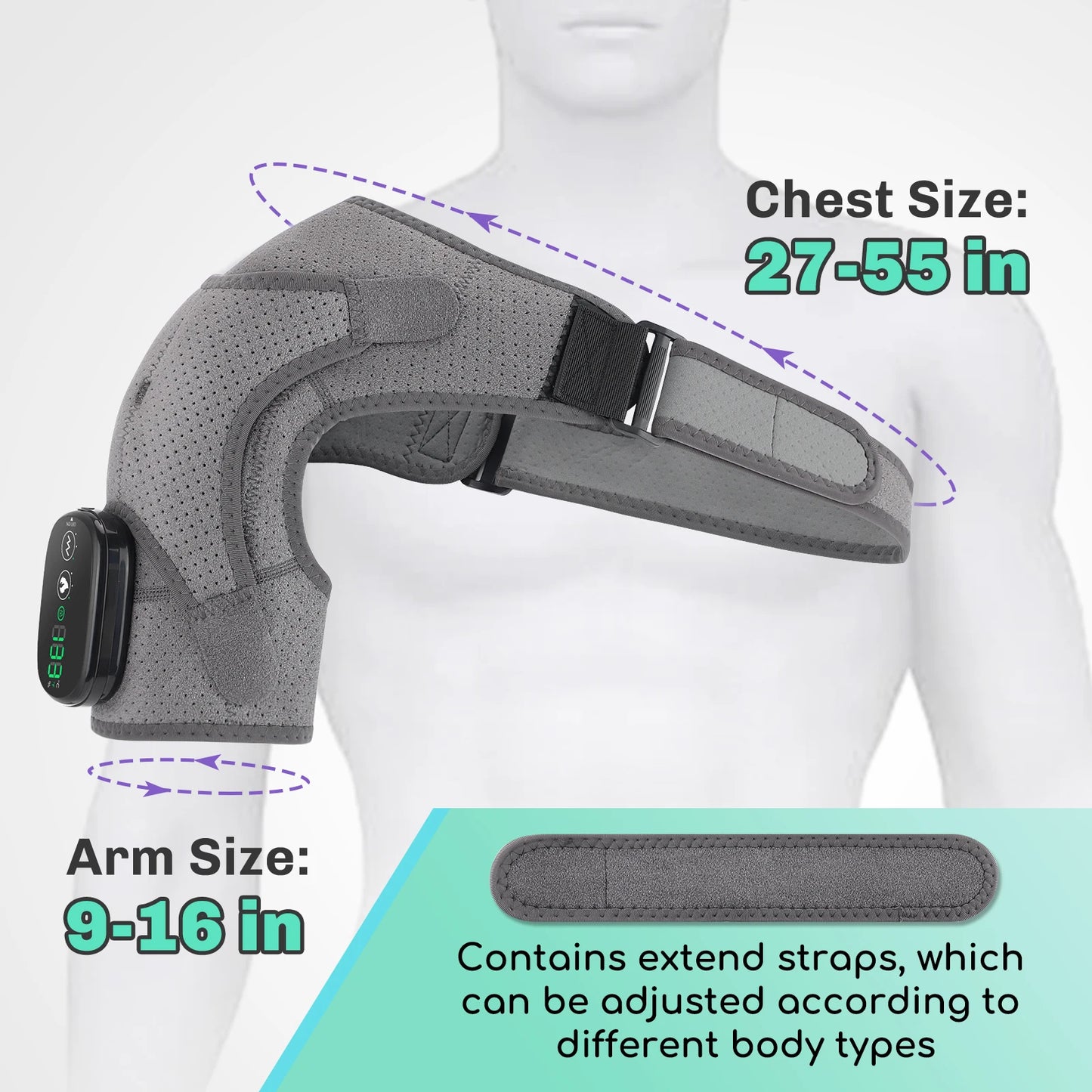 Adjustable Heating Vibration Shoulder Brace Support, Electric Heating Pad for Shoulder, Left and Right Shoulder Massager Warming - TrendForce25