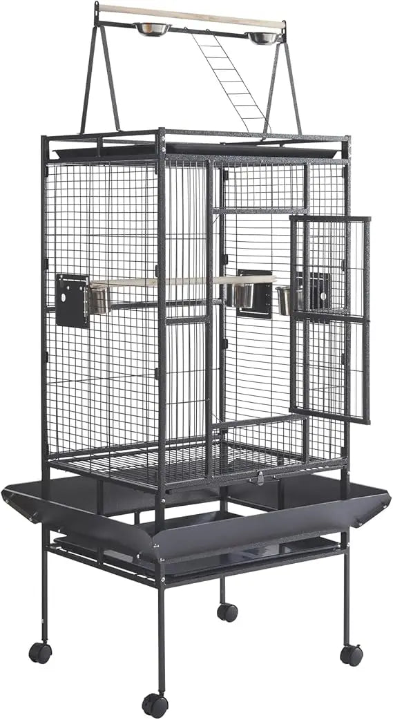 Large Bird Cages Parrot Cage Wide Flight Metal Animal Cage for Budgie Parakeet Conure with Rolling Stand Wheels (69 inch Height