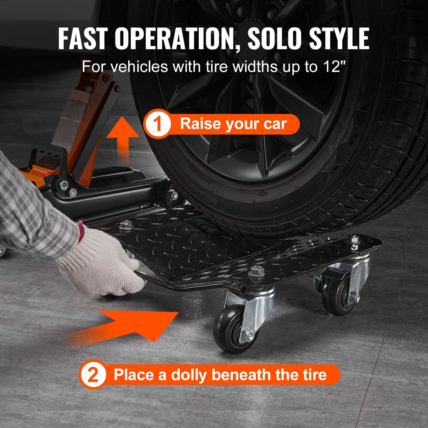 SucceBuy Car Tire Wheel Trolley Dollies 2/4PCS 1500Lbs Weight Capacity Vehicle Skates Moving Tire 4 Casters Auto Repair Mover