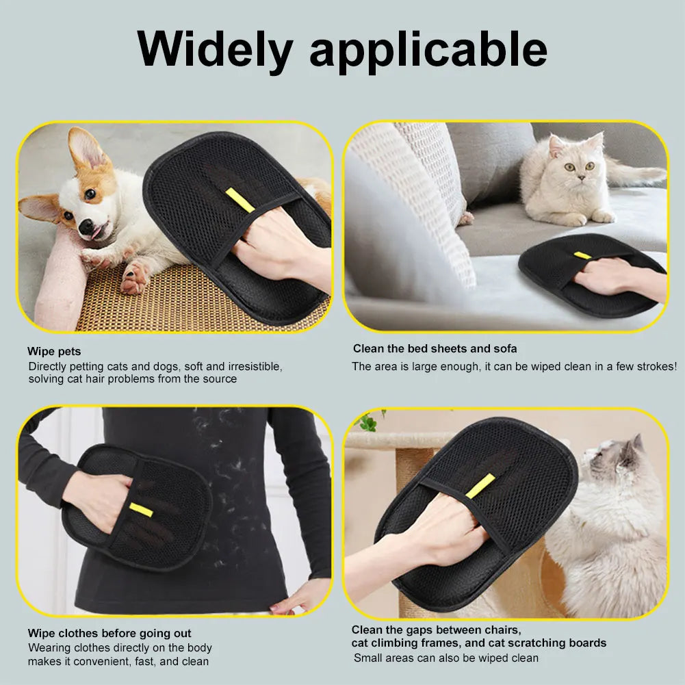 Pet Grooming Gloves Deshedding Brush Glove for Dog Cat Rabbit with Long/Short/Curly Hair - TrendForce25