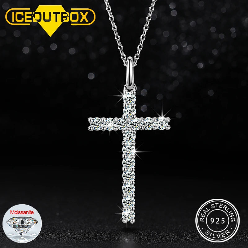 Exquisite Fashion 925 Sterling Silver Cross Pendant Moissanite Pendant Necklace For Men Women Hip Hop Jewelry Wholesale 2022 New - TrendForce25