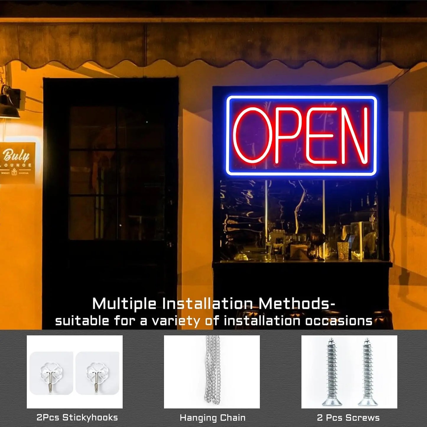 “OPEN” LED neon light for store window glass door open sign store florist bar salon cafe restaurant USB powered dimmable 16"