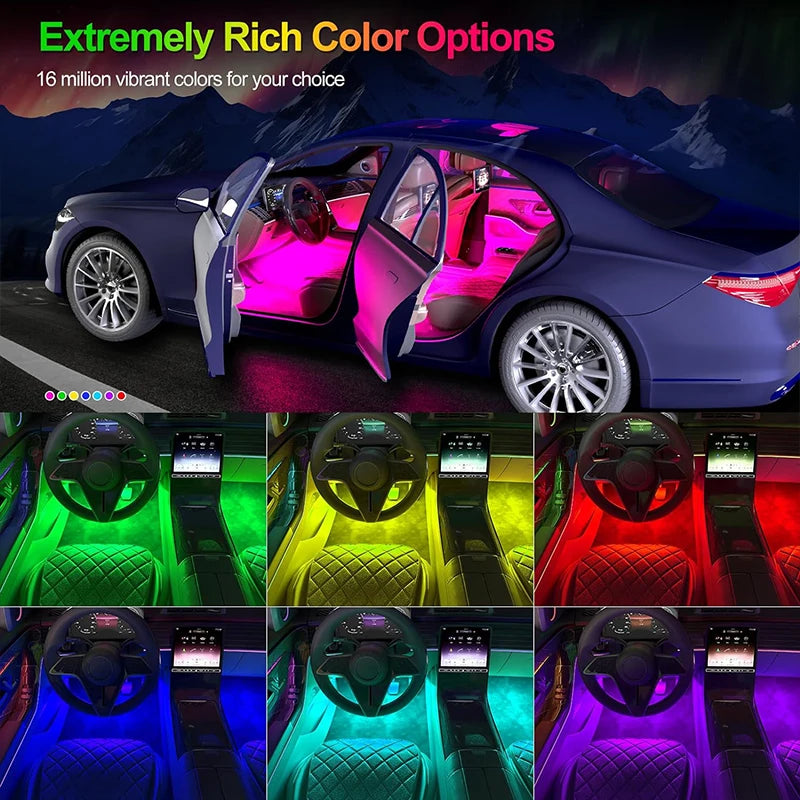 Neon Universal Car Ambient Light RGB Backlight LED Foot Strip APP Control Auto Decorative Off Road 4x4 SUV Interior Atmosphere - TrendForce25