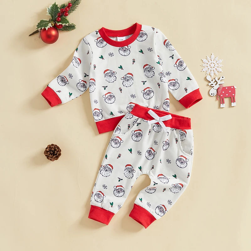 Cute 2 Piece Outfit Reindeer Print Long Sleeve Hoodie and Stretchy Leggings Set for Baby Toddler Winter Clothing