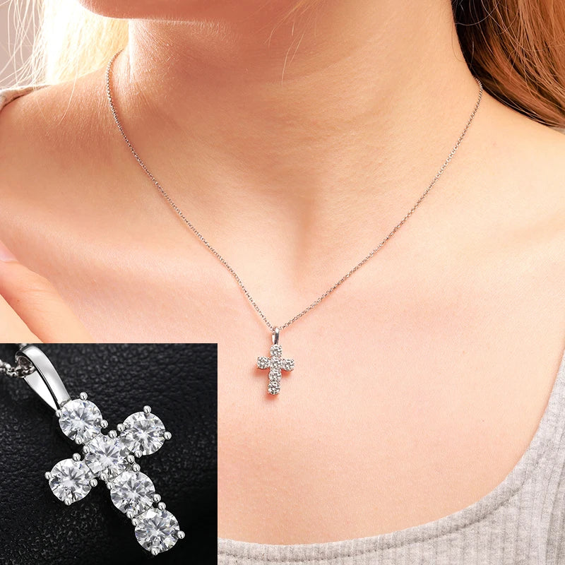 Exquisite Fashion 925 Sterling Silver Cross Pendant Moissanite Pendant Necklace For Men Women Hip Hop Jewelry Wholesale 2022 New - TrendForce25