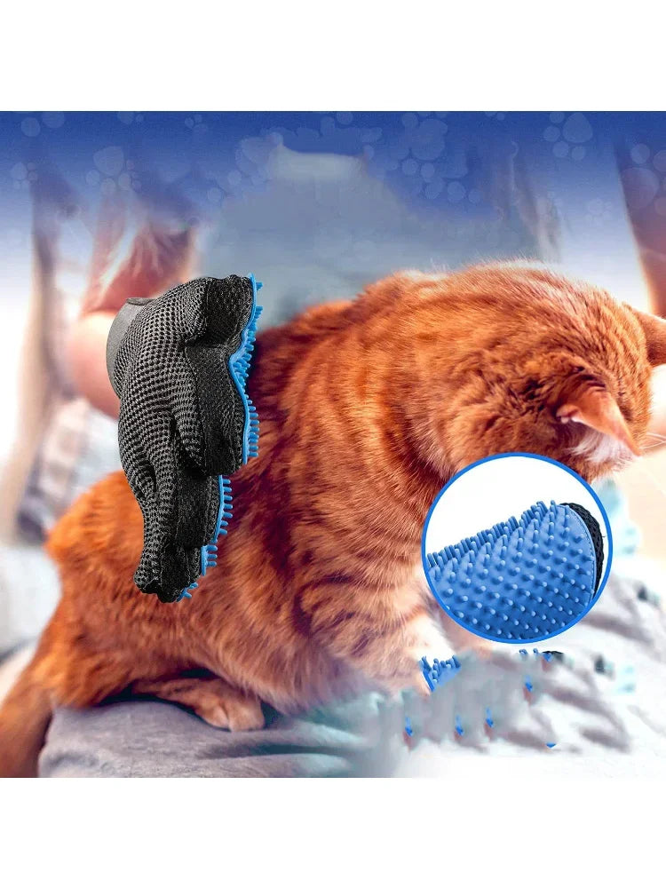 Pet Grooming Kit for Dog Cat Rabbit Fur 2 Sided Grooming Brush Bath Cleaning Glove De-Shedding De-Matting Pet Hair - TrendForce25