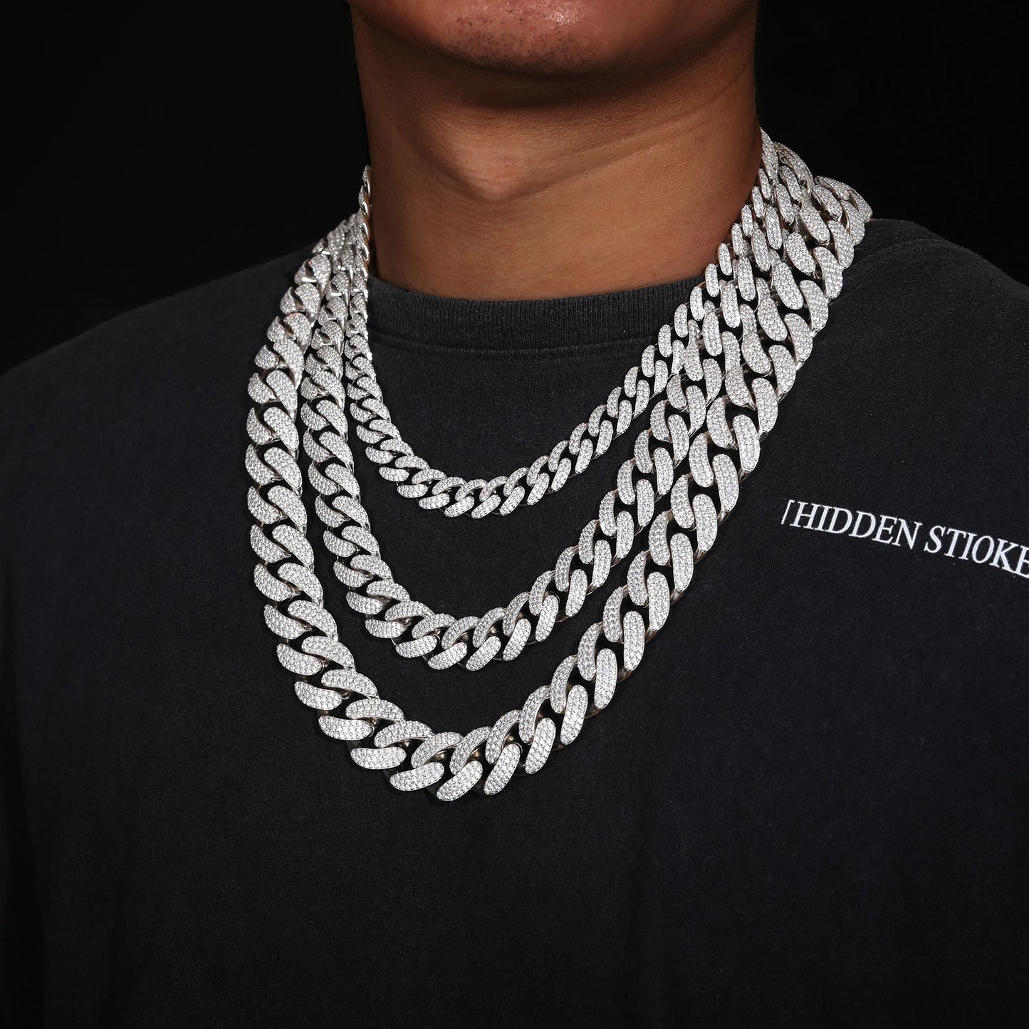 D VVS Moissanite 8-20mm S925 Sterling Silver Cuban Link Bracelet Miami Chain Necklace For Men Singer Style Rap Hip Hop Jewelry - TrendForce25