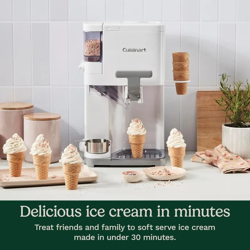 Cuisinart Soft Serve Ice Cream Machine- Mix It In Ice Cream Maker for Frozen Yogurt, Sorbet, Gelato, Drinks 1.5 Quart, ICE-48