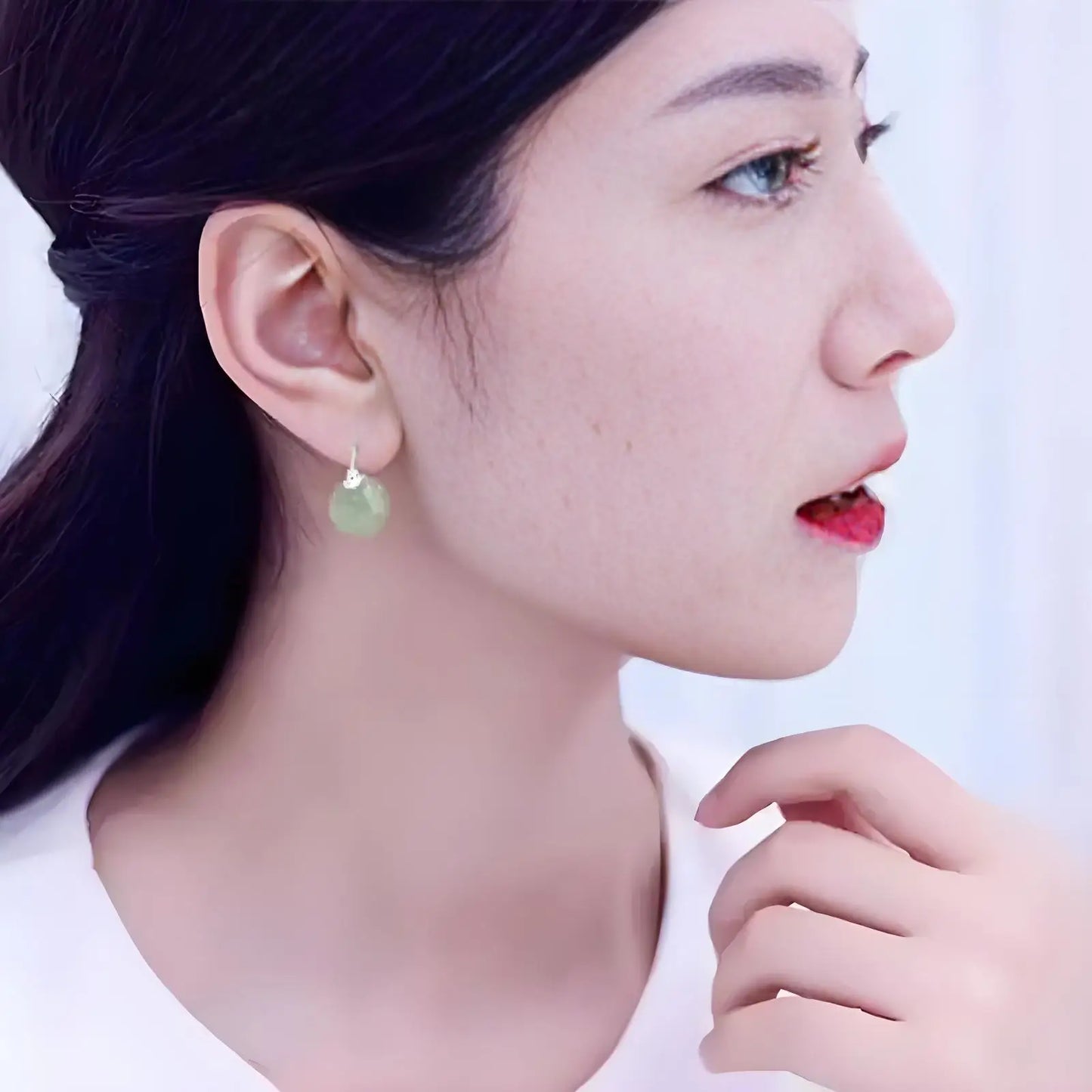 Elegant Jade Drop Earrings for Women - Hypoallergenic Ear Clips with Premium Green Gemstone - TrendForce25