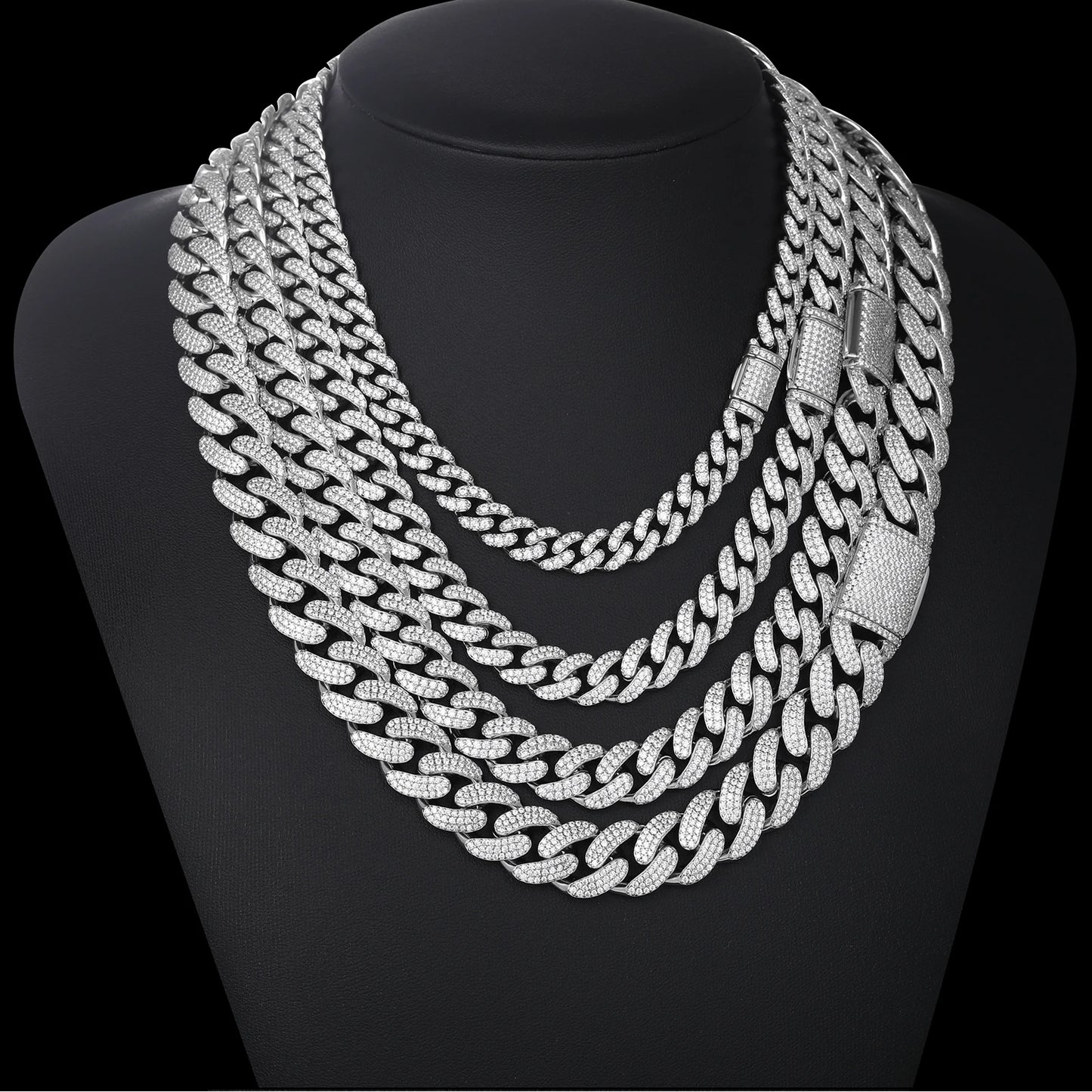 D VVS Moissanite 8-20mm S925 Sterling Silver Cuban Link Bracelet Miami Chain Necklace For Men Singer Style Rap Hip Hop Jewelry - TrendForce25
