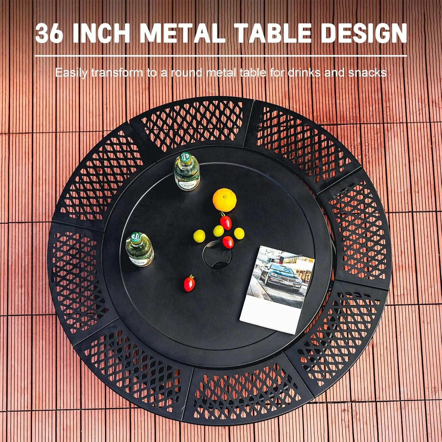 36 Inch Fire Pit with 2 Cooking Grills,Outdoor Wood Burning BBQ Firepit with Lid, 3-in-1 Outdoor Fire Pit - TrendForce25