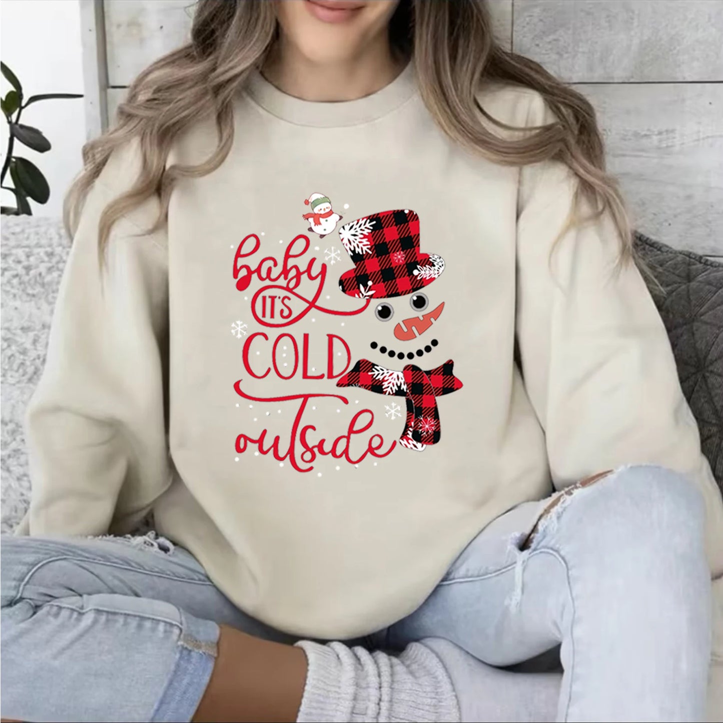 Women s Christmas Sweaters Adorable Reindeer Print Round Neck Knit Pullovers Festive Winter Holiday Tops Oversized Cozy Jumpers