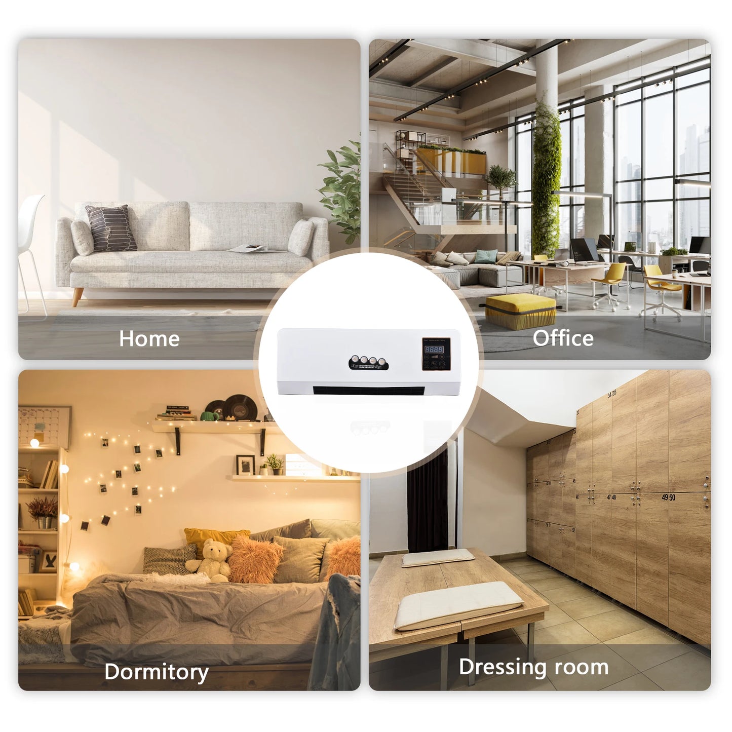 2-in-1 Air Conditioner Heater and Fan Combo Timing Wall Mounted Electric Fan and Space Heater Remote Control for Dormitory Home - TrendForce25