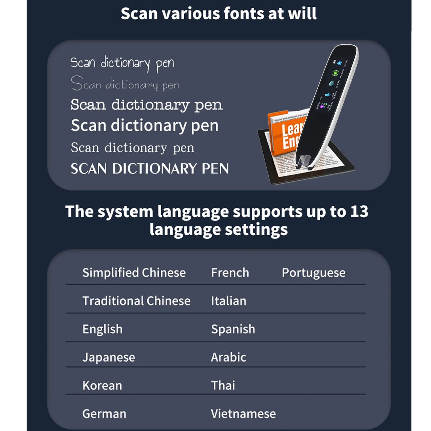 Reader Scanner Pen Smart Voice Translator Pen White International Edition WiFi Translation Scanning Pen Translation Scanning Pen