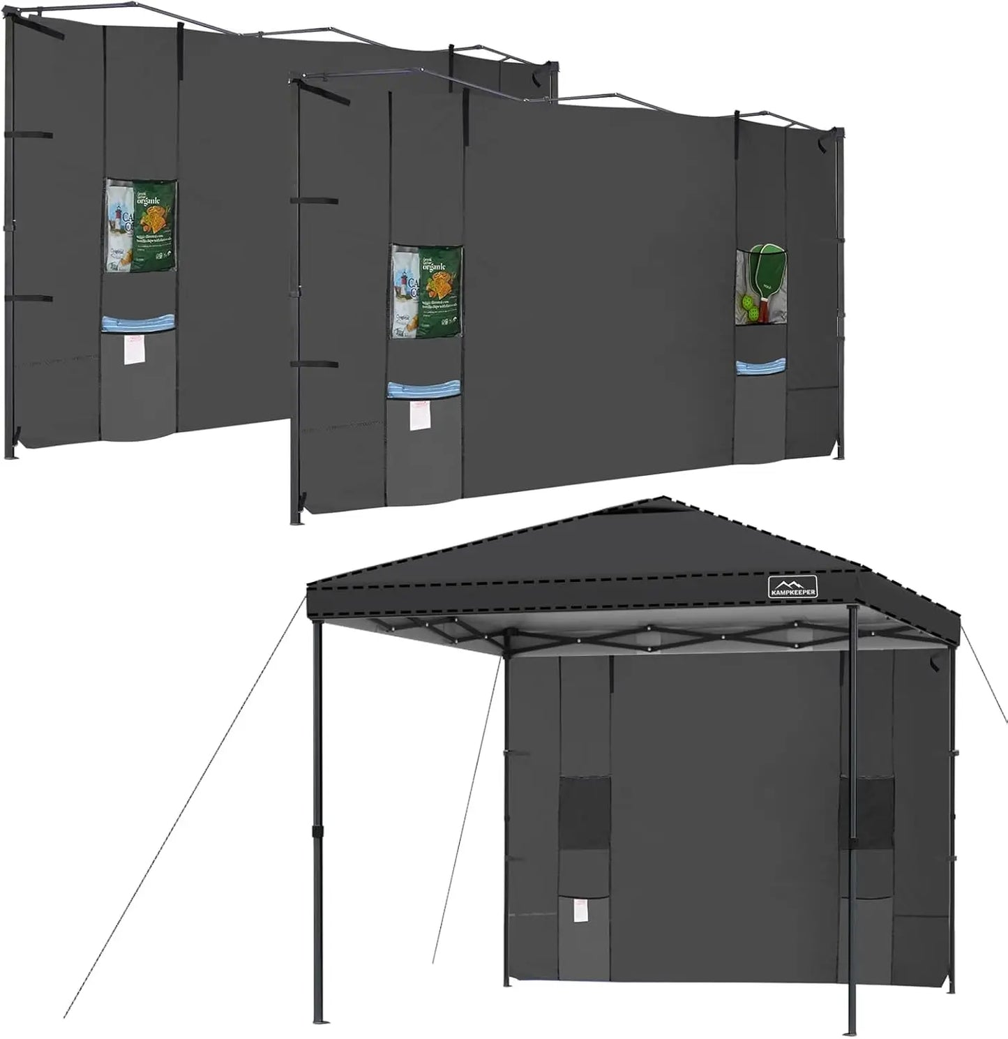KAMPKEEPER Instant 10X10 Canopy Sidewalls with 4 Pockets for Pop Up Canopy Frame, 2Pack Sunwalls fit 10' Outdoor