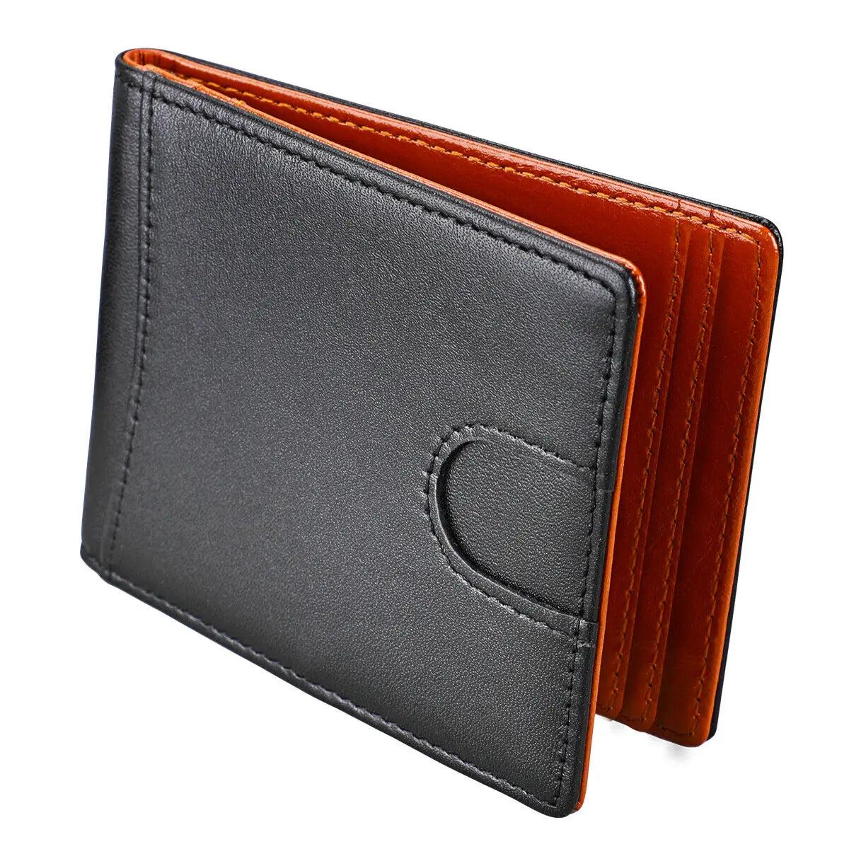 Men's Slim RFID Blocking Bifold Walle With Money Clip Credit Card Holders Minimalist Front Pocket Wallet With ID Window - TrendForce25