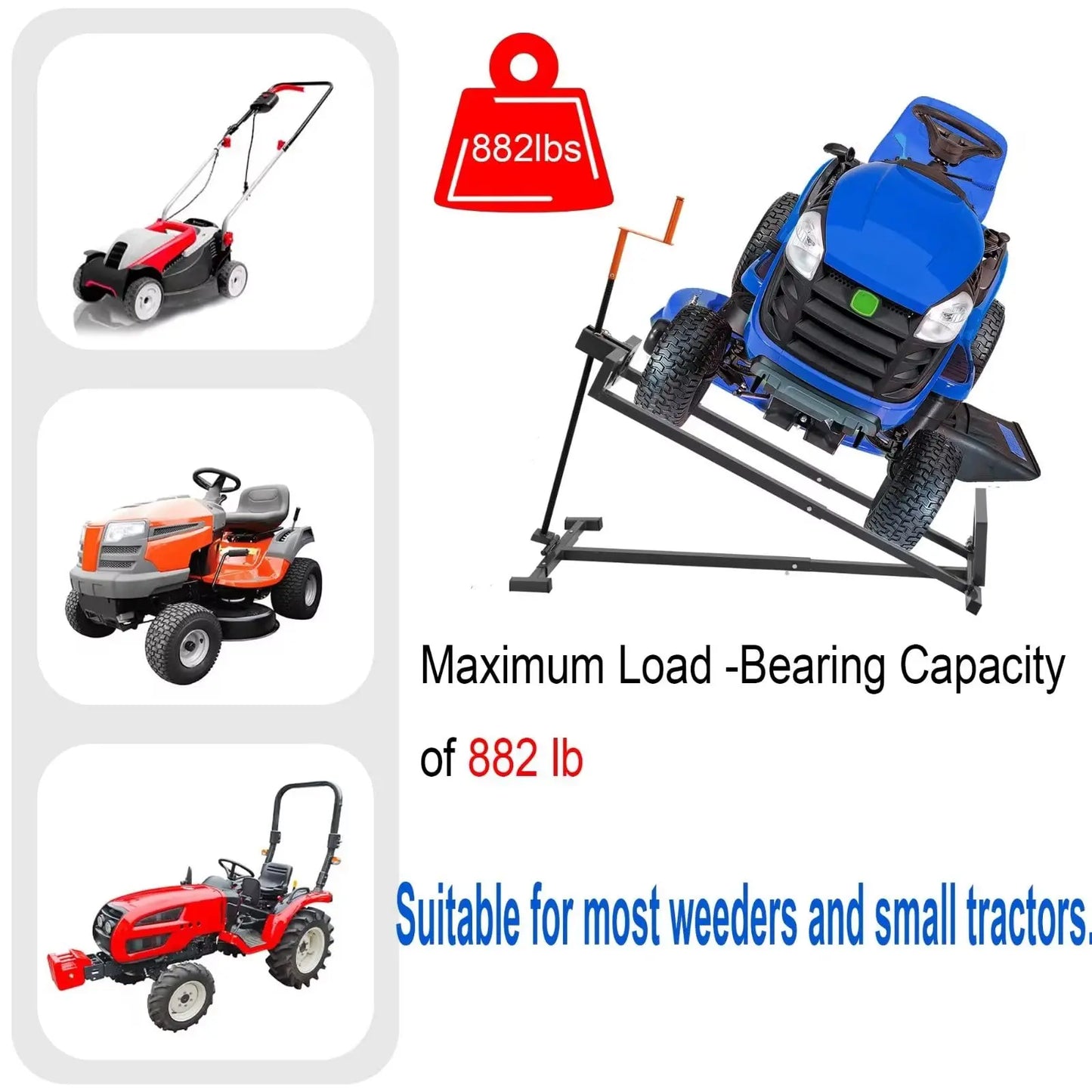 LZBEITEM Lawn Mower Lift Jack -Lifting Platform 882 Lbs Capacity for Garden Tractors and Lawn Mowers with Manual Handle