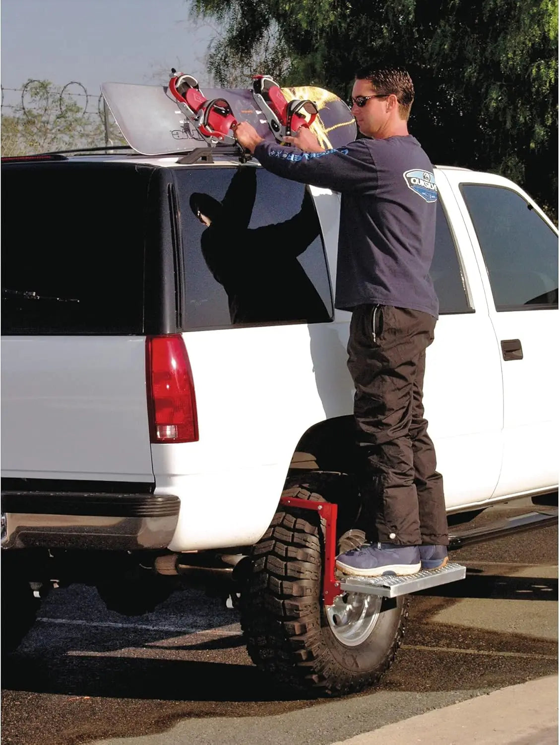 Heavy Duty Tire Step for Truck, SUV, Non-Slip Steel Surface, Adjustable to Fit Tire, Fold Flat for Storage – 647596 Large, Black