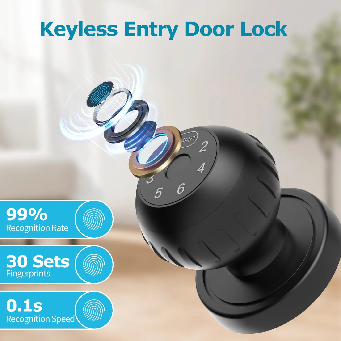 Viladepot Smart Lock Fingerprint Door Lock App Remote Control Passcode Unlock Electronic Touchscreen Keypad Indoor - TrendForce25