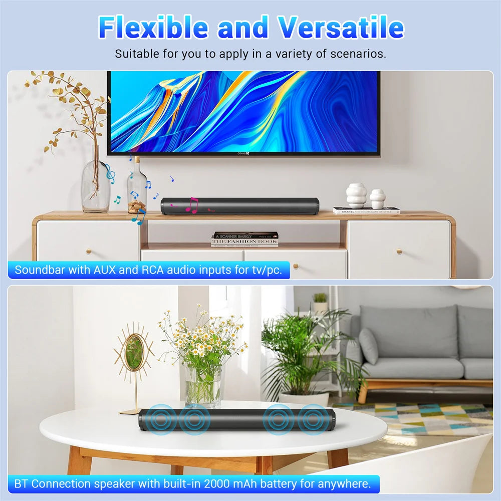 Sound Bar TV Sound System Bluetooth Speaker Wireless Subwoofer Bass Home Theater Rechargeable Lound Portable Speaker - TrendForce25