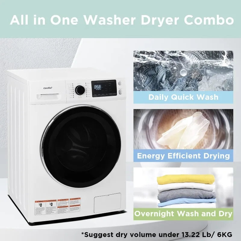 COMFEE’ 24"Washer and Dryer Combo 2.7cu.ft 26lbs Washing Machine Steam Care, Overnight Dry, No Shaking Front Load Full-Automatic - TrendForce25
