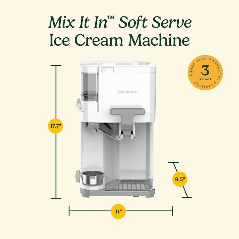 Cuisinart Soft Serve Ice Cream Machine- Mix It In Ice Cream Maker for Frozen Yogurt, Sorbet, Gelato, Drinks 1.5 Quart, ICE-48