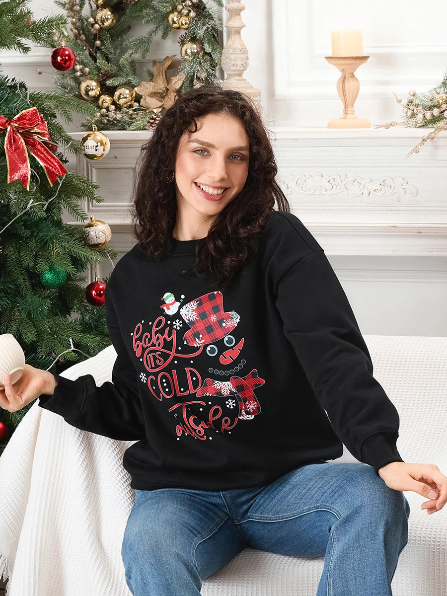 Women s Christmas Sweaters Adorable Reindeer Print Round Neck Knit Pullovers Festive Winter Holiday Tops Oversized Cozy Jumpers