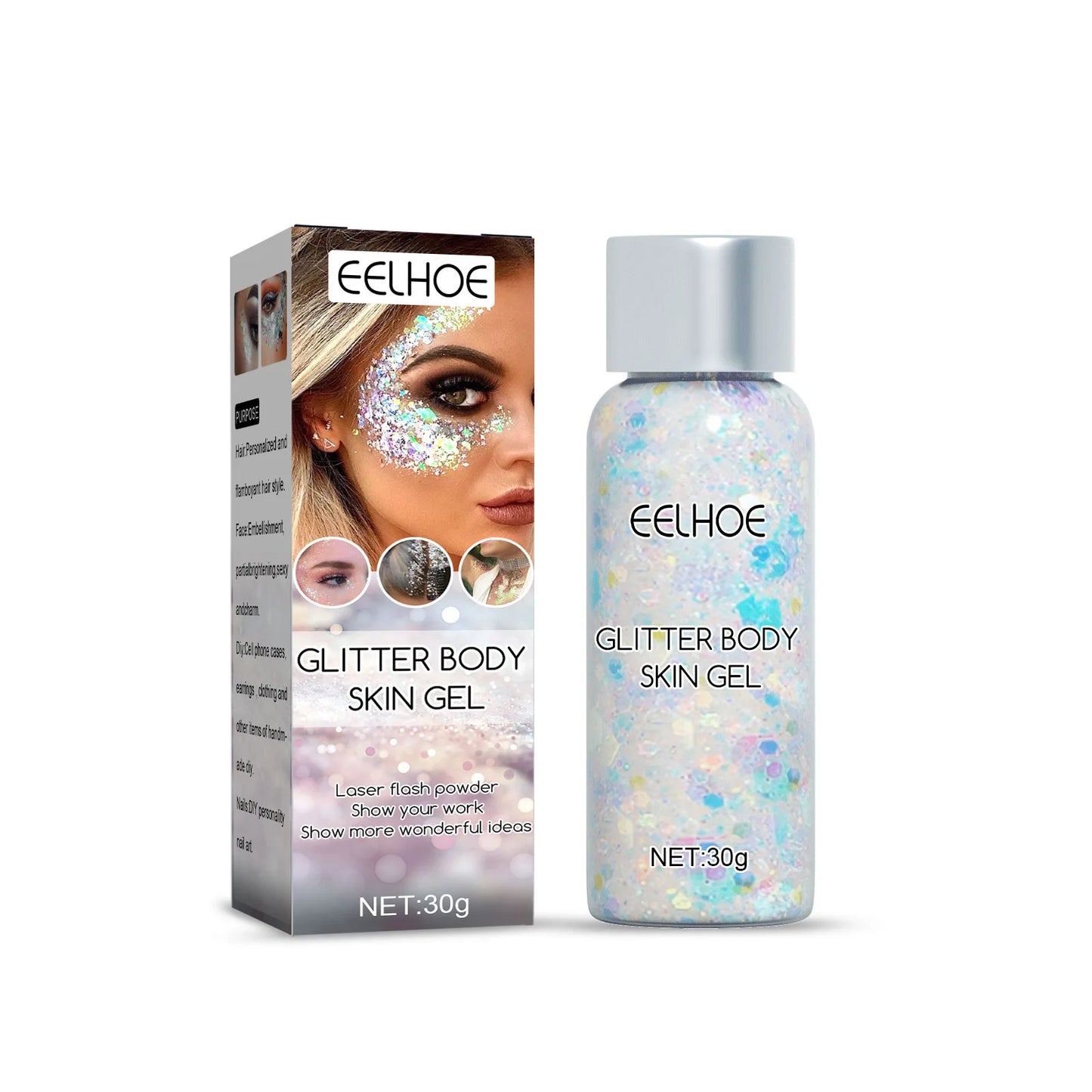 Body Glitter Gel Sequins Long Acting Face Eyes Hair Prom Party Mermaid Scales Not Easy To Take Off Makeup - TrendForce25