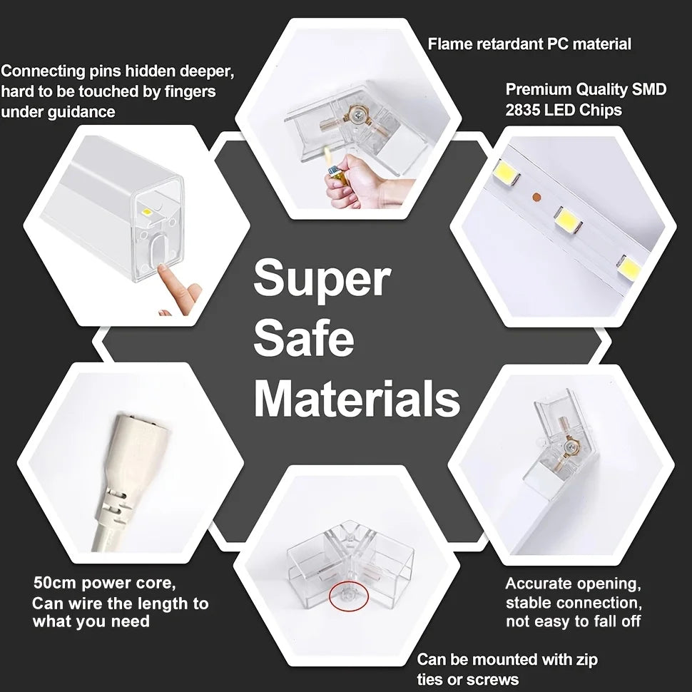 Hexagon LED Garage Light 110-240V 6500K Honeycomb Ceiling LED Lighting Tube for Car Detailing Shop Barbershop Gym Car Wash Room