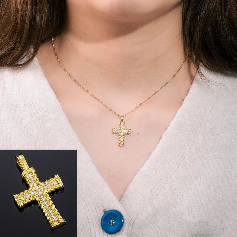 Exquisite Fashion 925 Sterling Silver Cross Pendant Moissanite Pendant Necklace For Men Women Hip Hop Jewelry Wholesale 2022 New - TrendForce25